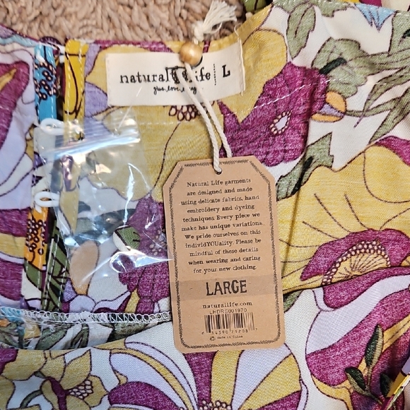 Natural Life Patti Side Slit Maxi Dress In Ivory Blue Floral - Picture 5 of 14